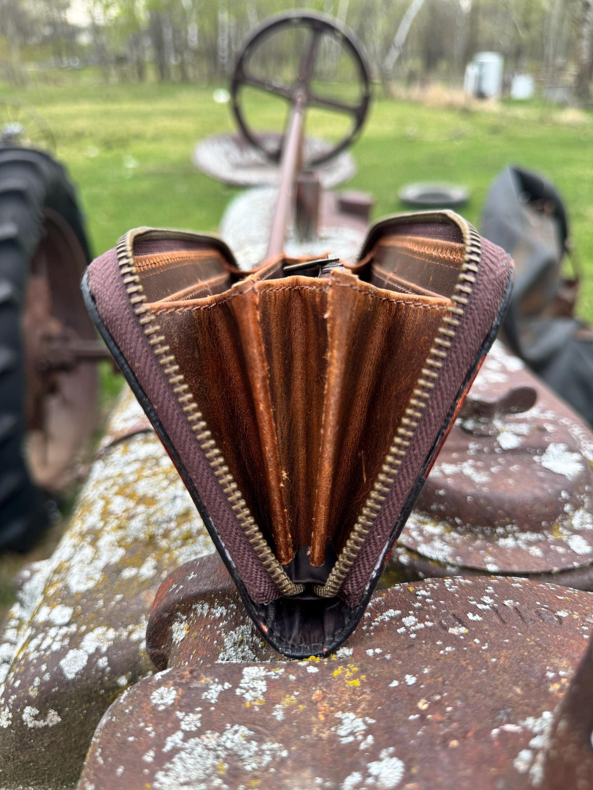Genuine Leather Hand Tooled Sunflower Wallet