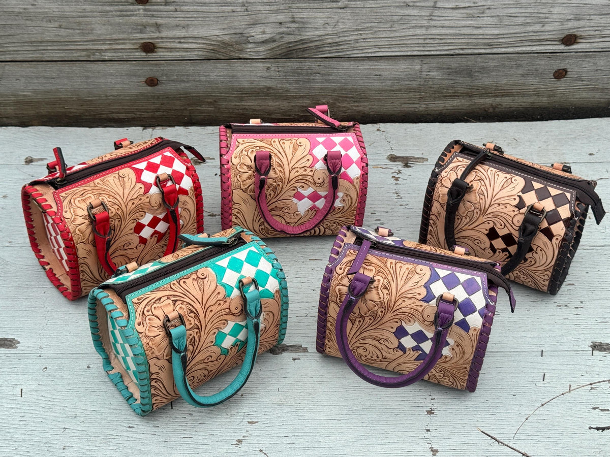 Western Checkered Colorful Speedy Barrel Bag