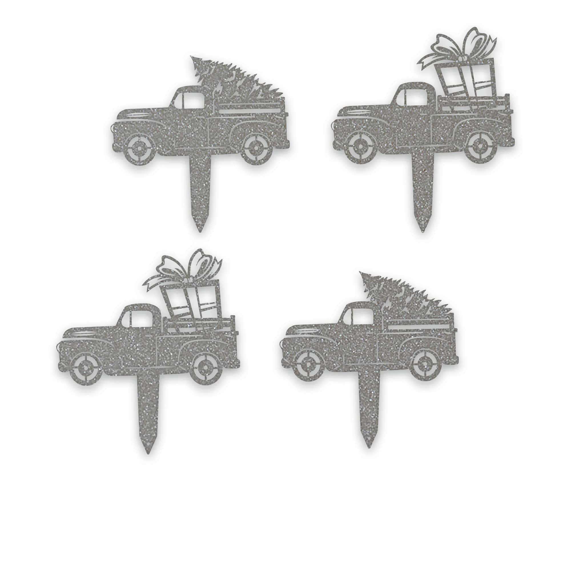 Little Red Truck Holiday Yard Stakes - Set of 4