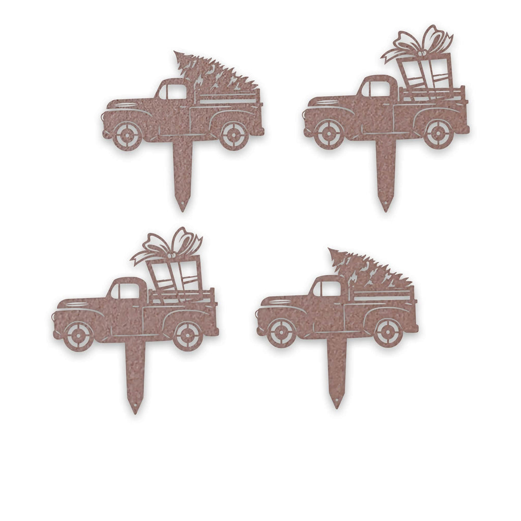 Little Red Truck Holiday Yard Stakes - Set of 4