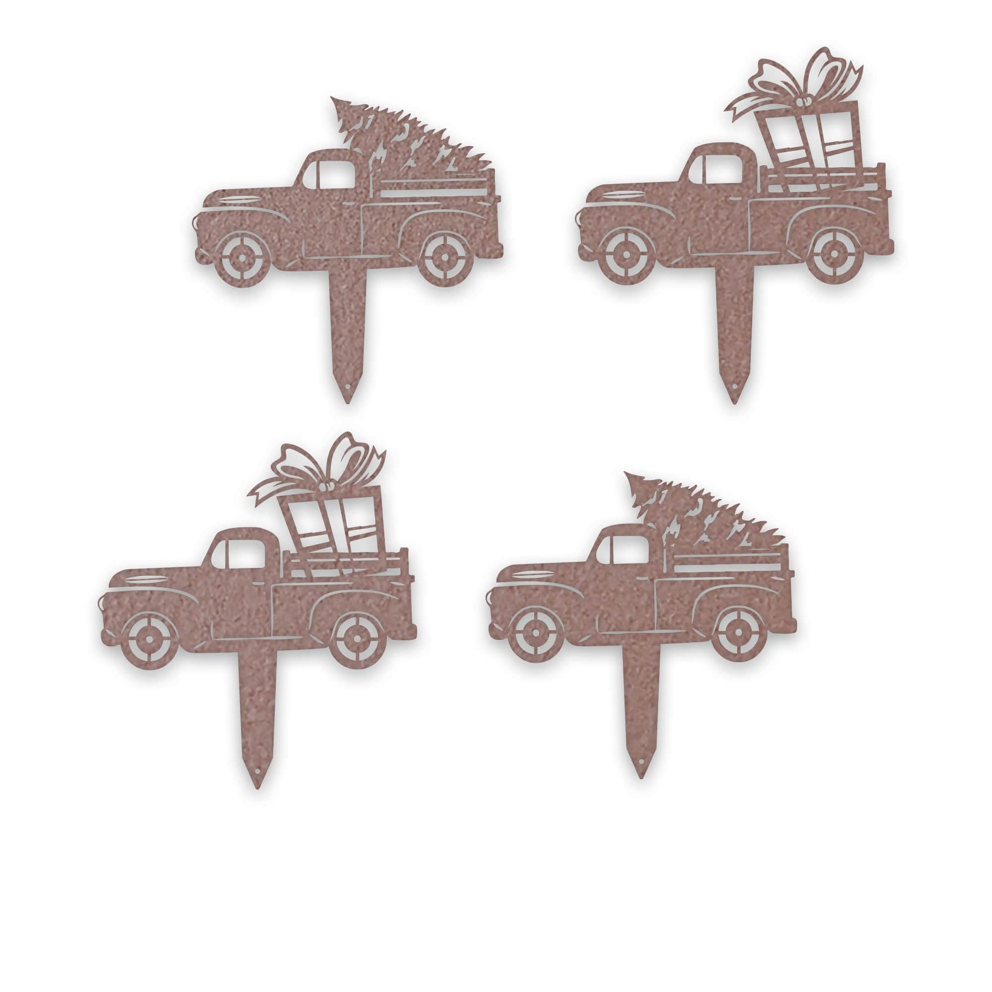 Little Red Truck Holiday Yard Stakes - Set of 4