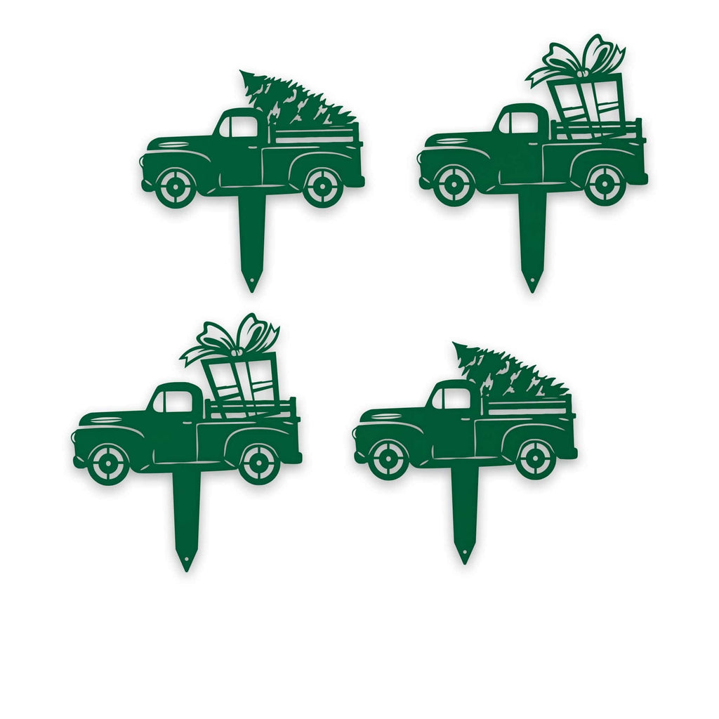 Little Red Truck Holiday Yard Stakes - Set of 4