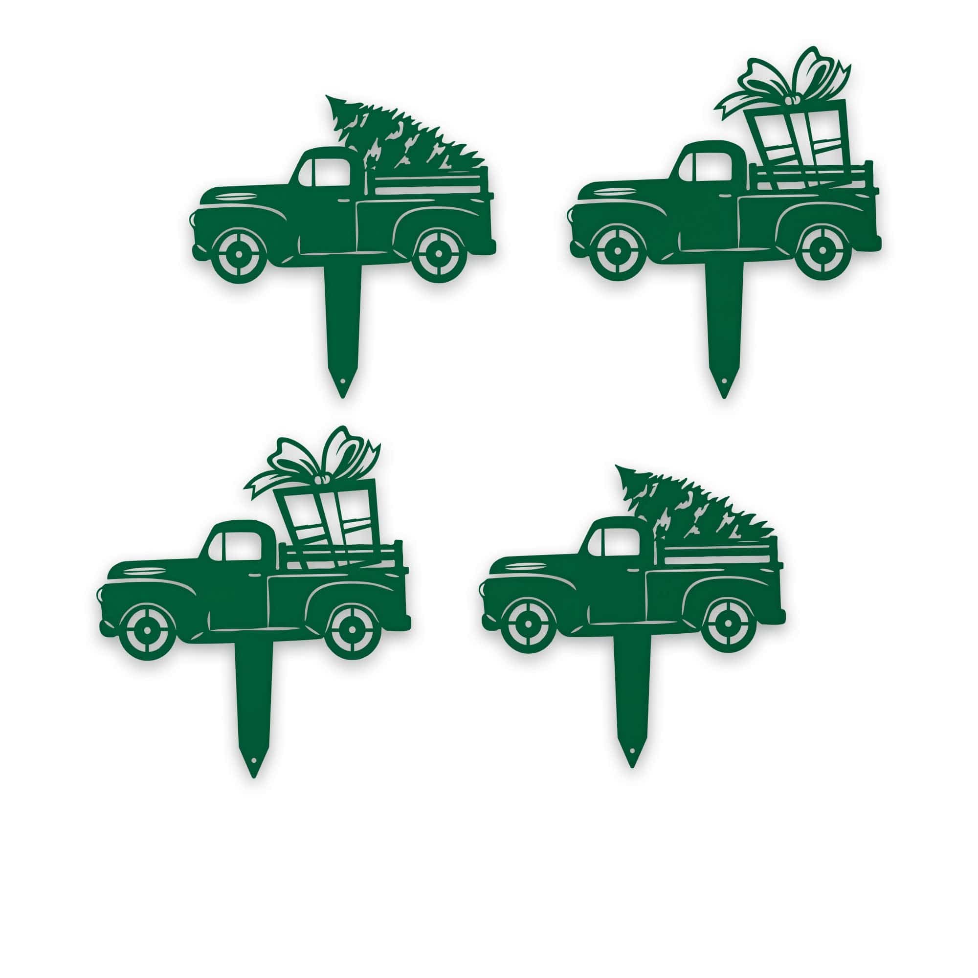 Little Red Truck Holiday Yard Stakes - Set of 4