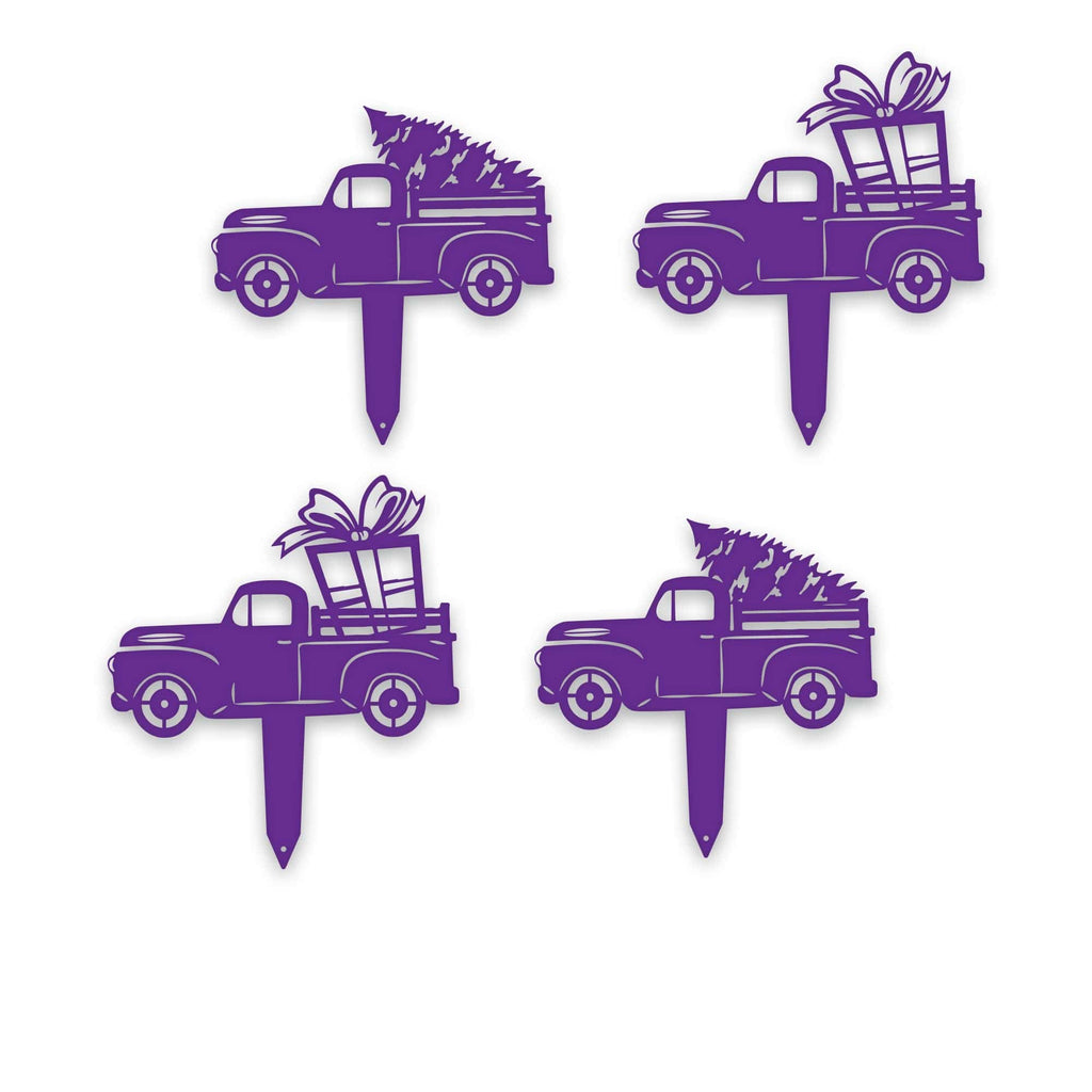 Little Red Truck Holiday Yard Stakes - Set of 4