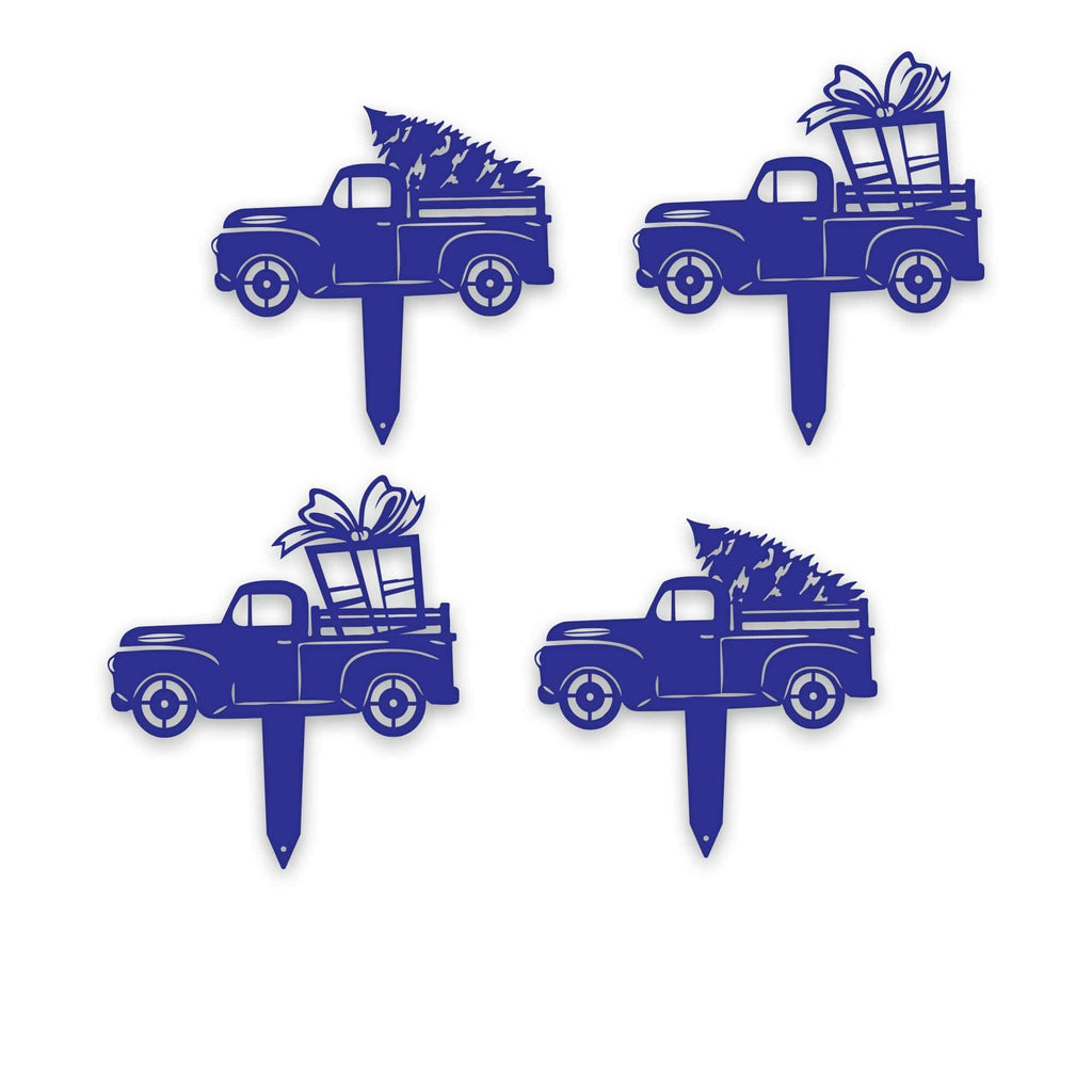 Little Red Truck Holiday Yard Stakes - Set of 4
