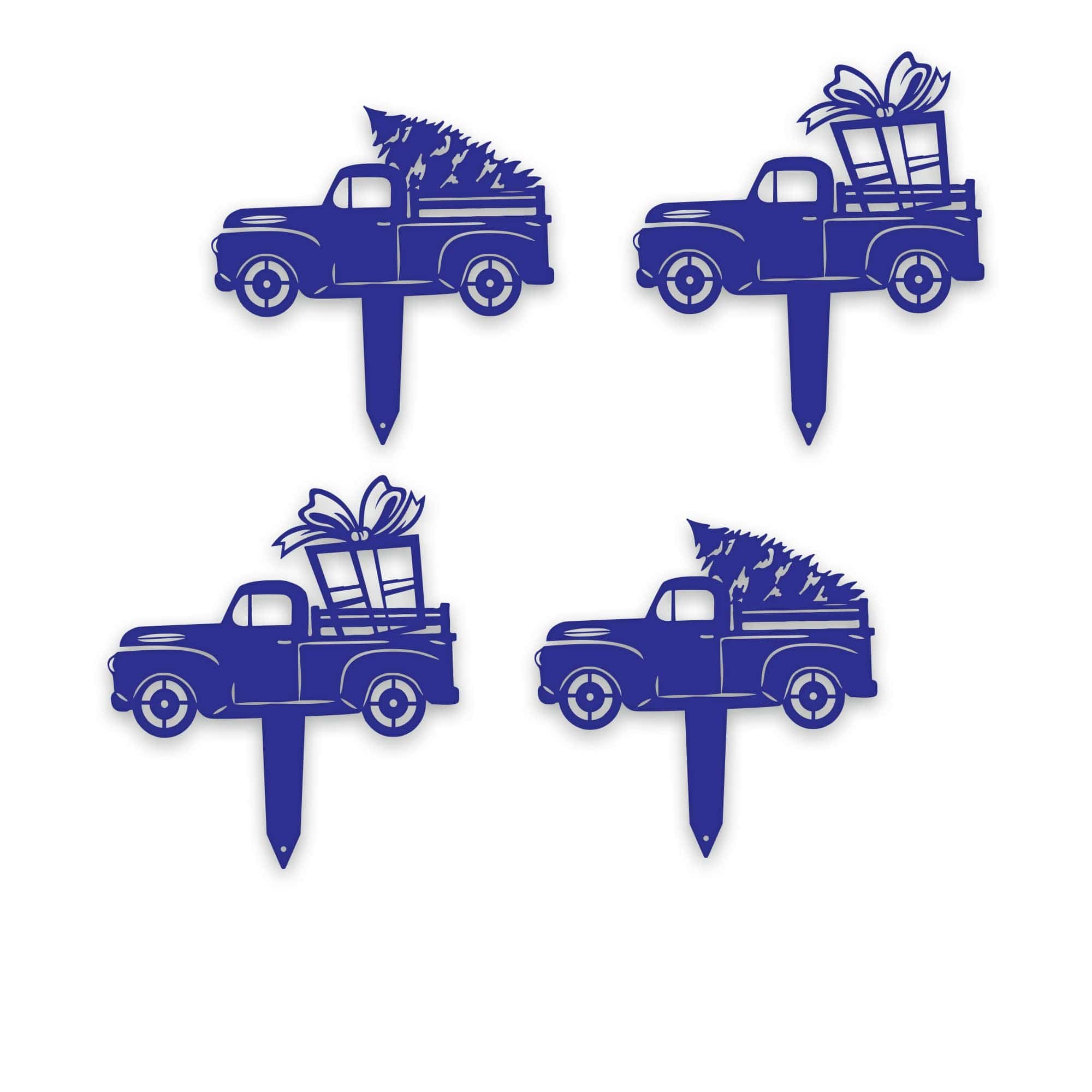 Little Red Truck Holiday Yard Stakes - Set of 4