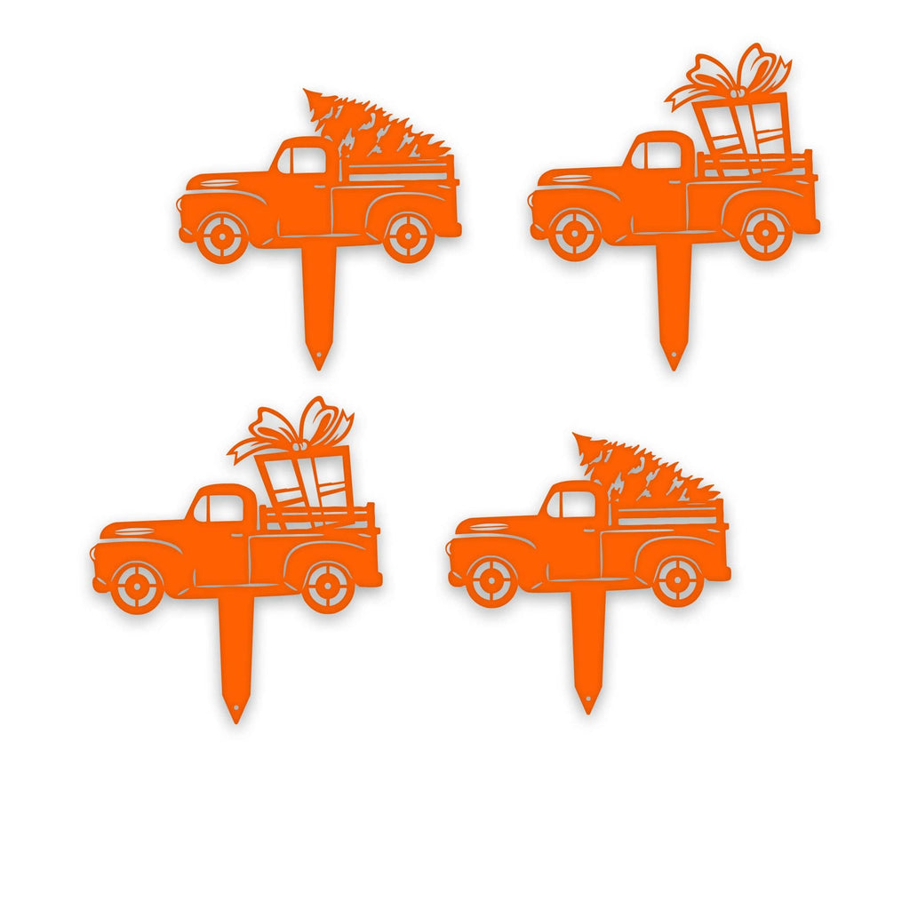 Little Red Truck Holiday Yard Stakes - Set of 4