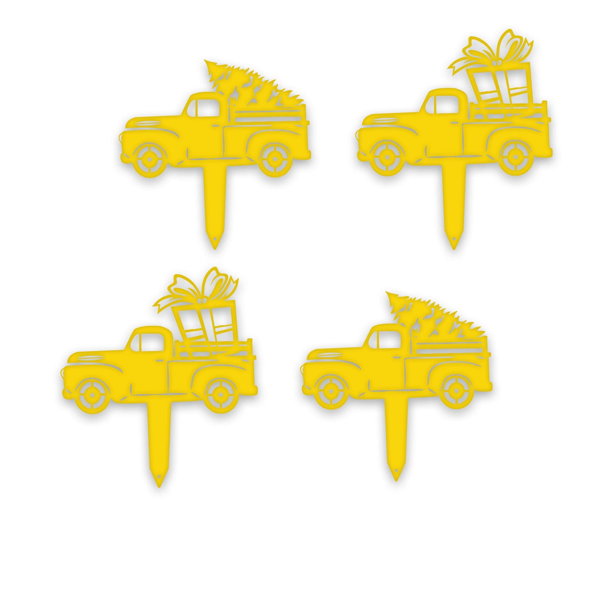 Little Red Truck Holiday Yard Stakes - Set of 4