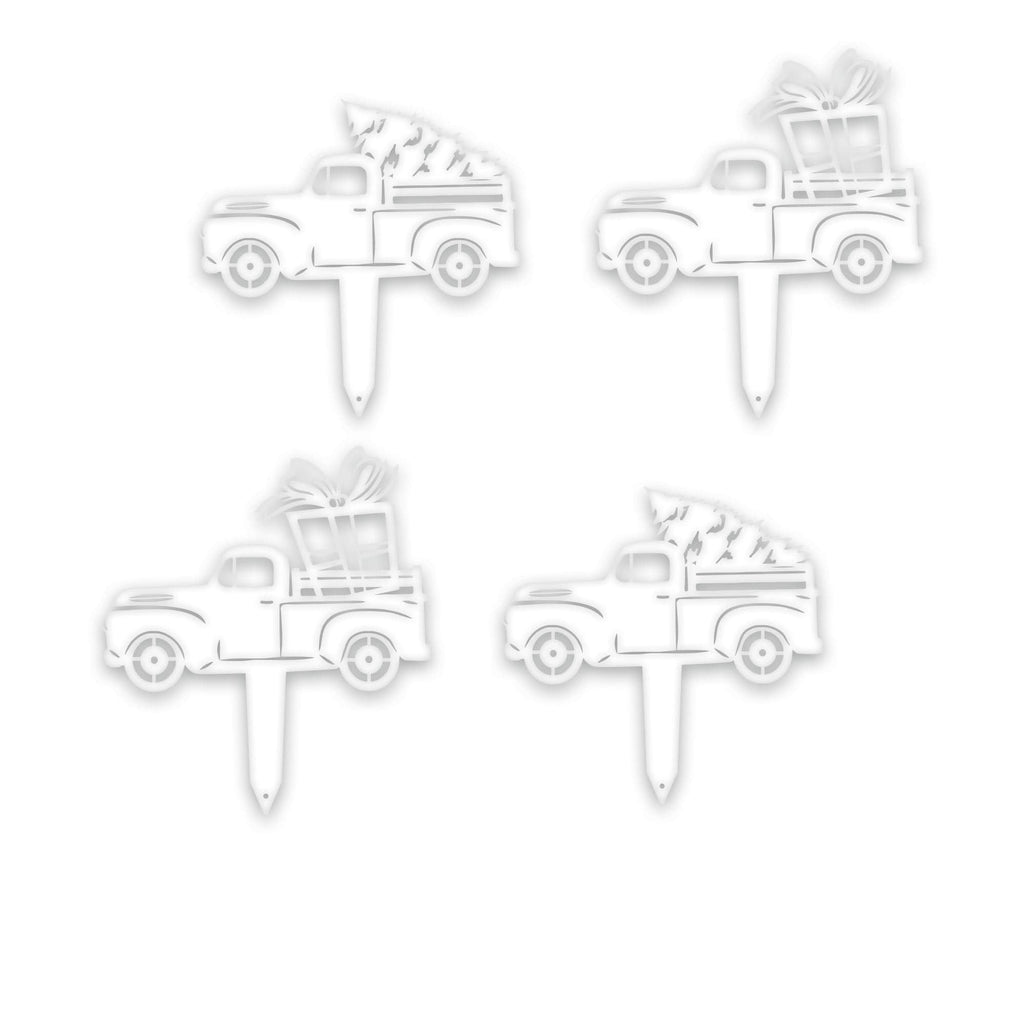 Little Red Truck Holiday Yard Stakes - Set of 4