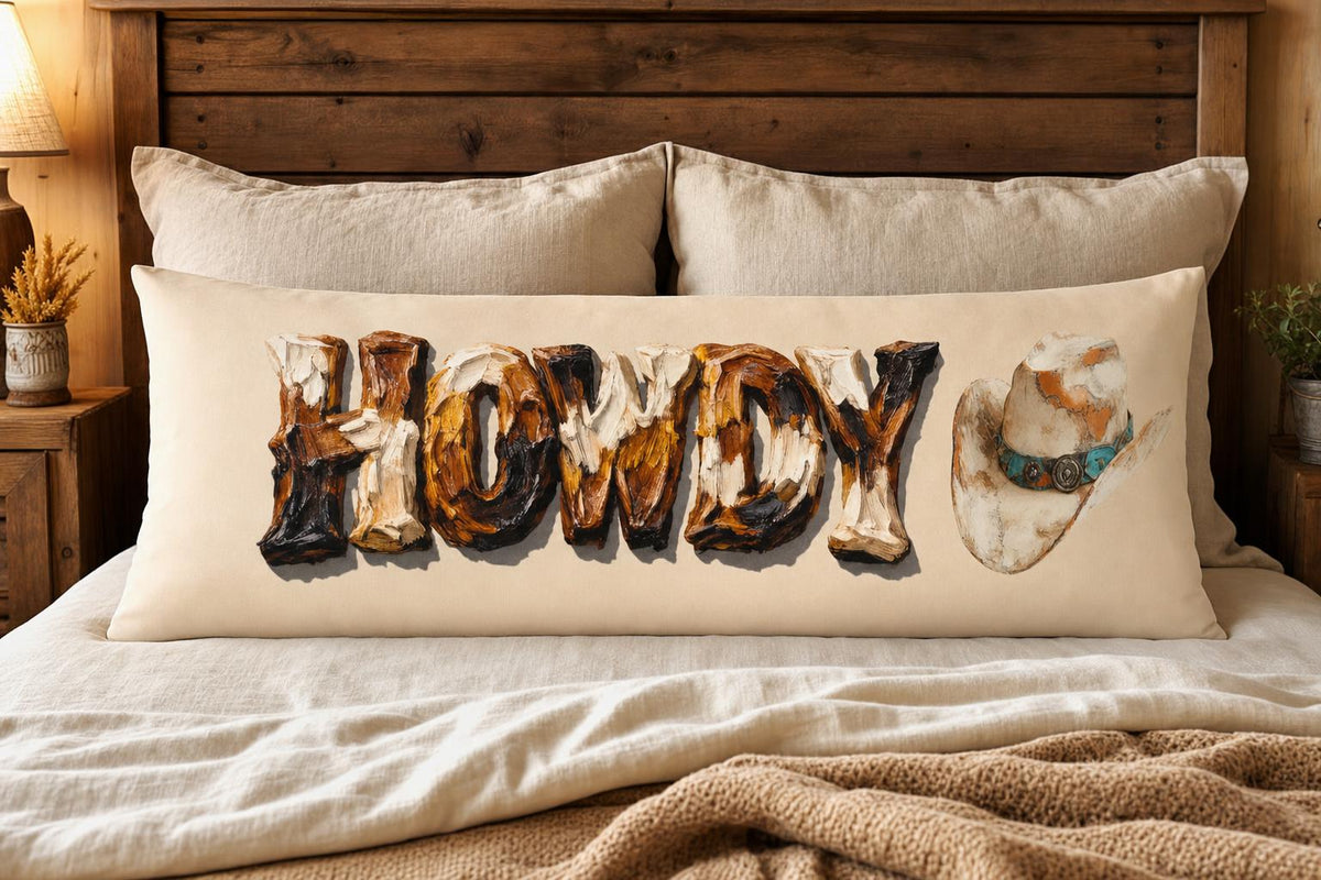 Baha Ranch Western Howdy Highland Cow Body Pillow
