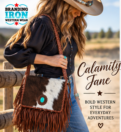 Hair-on-Hide Fringe Crossbody Purse | Branding Iron Western Wear