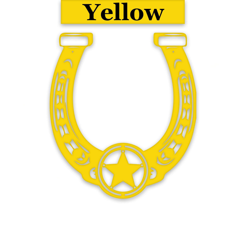 Ornate Lucky Horseshoe with Star Metal Sign