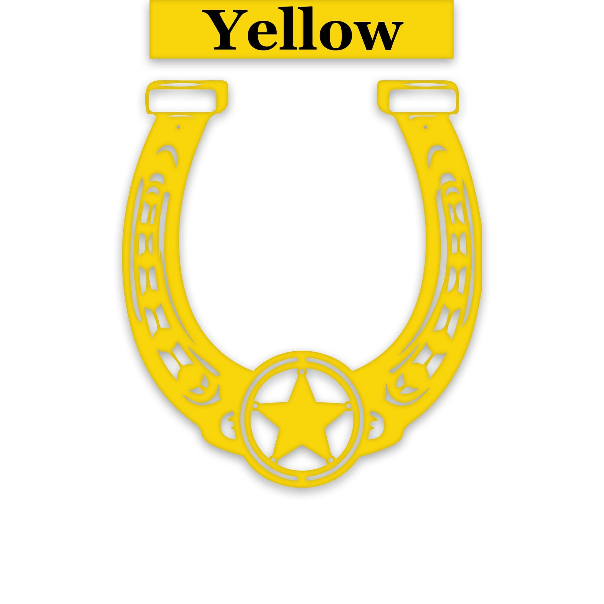 Ornate Lucky Horseshoe with Star Metal Sign