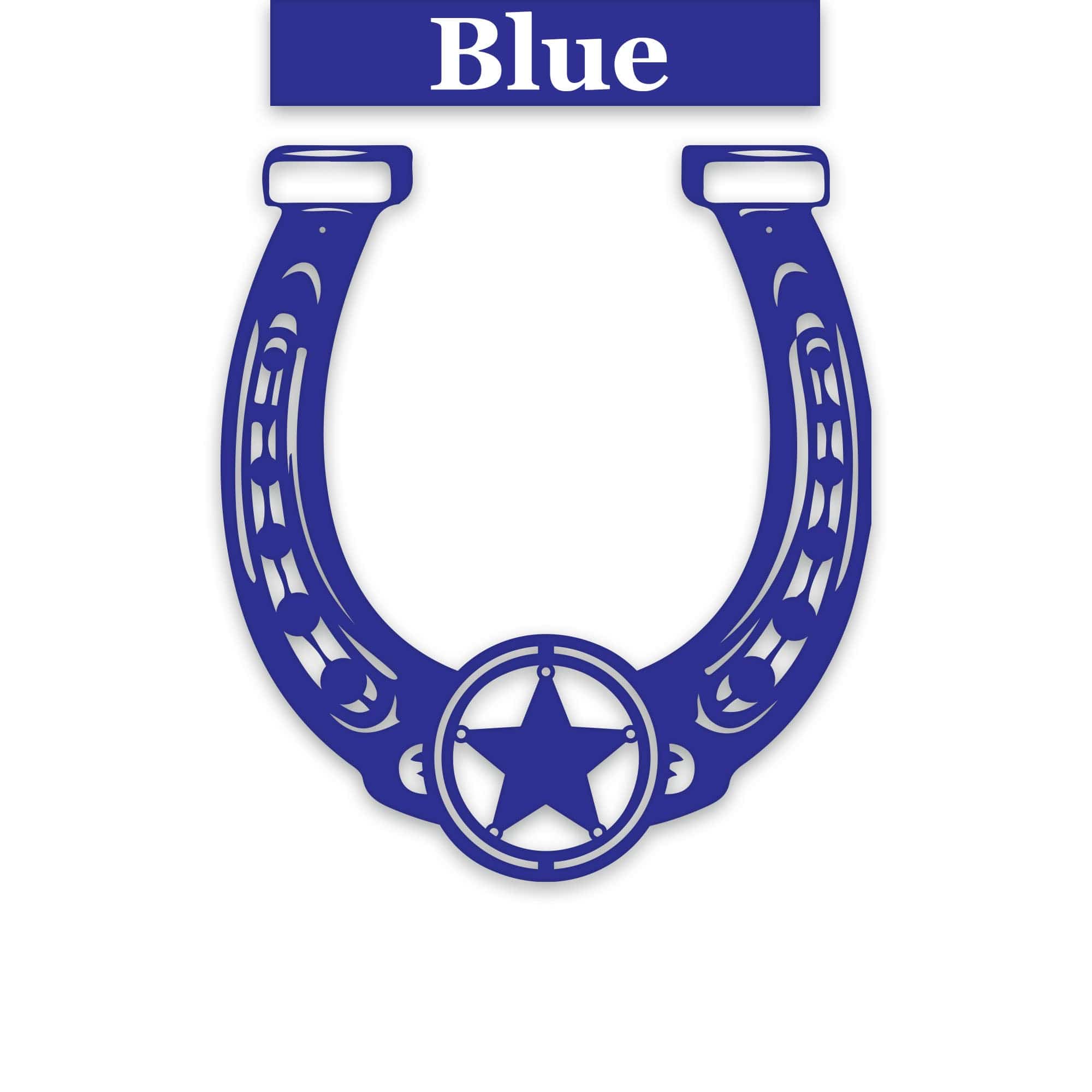 Ornate Lucky Horseshoe with Star Metal Sign