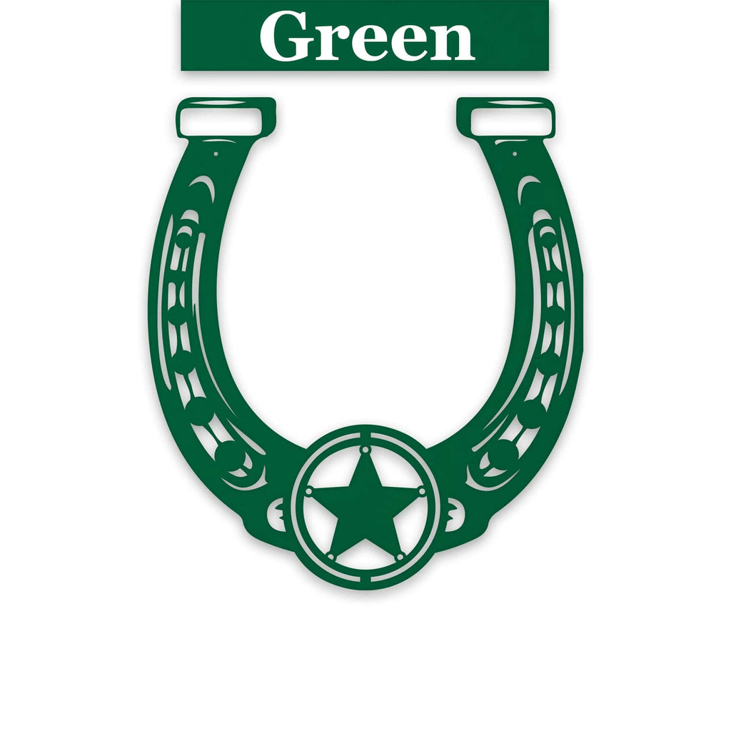 Ornate Lucky Horseshoe with Star Metal Sign