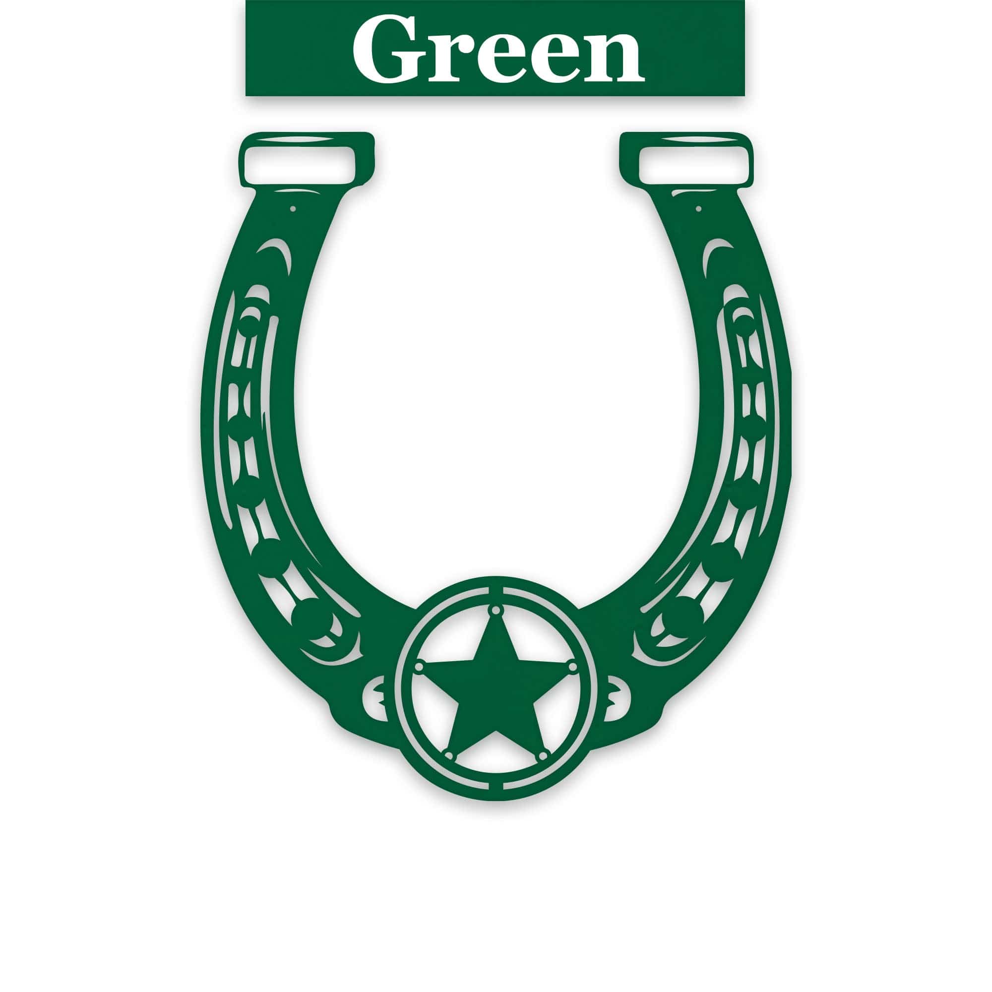 Ornate Lucky Horseshoe with Star Metal Sign