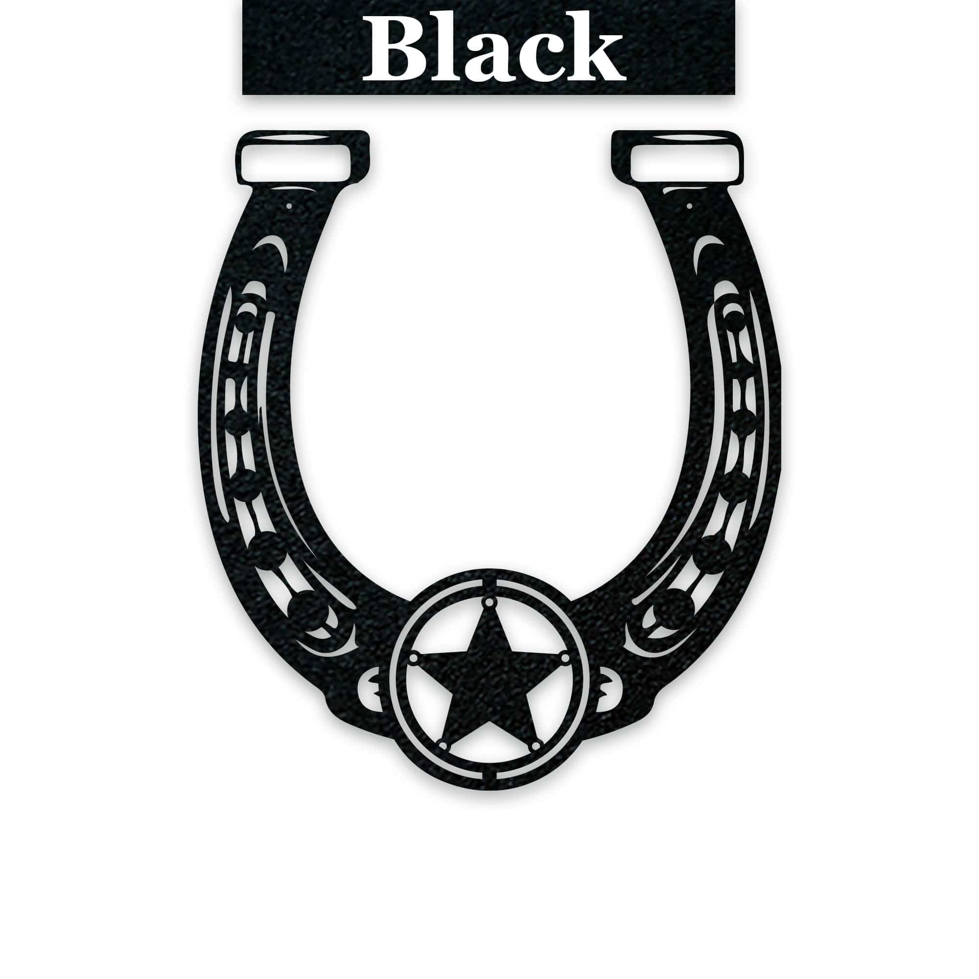 Ornate Lucky Horseshoe with Star Metal Sign