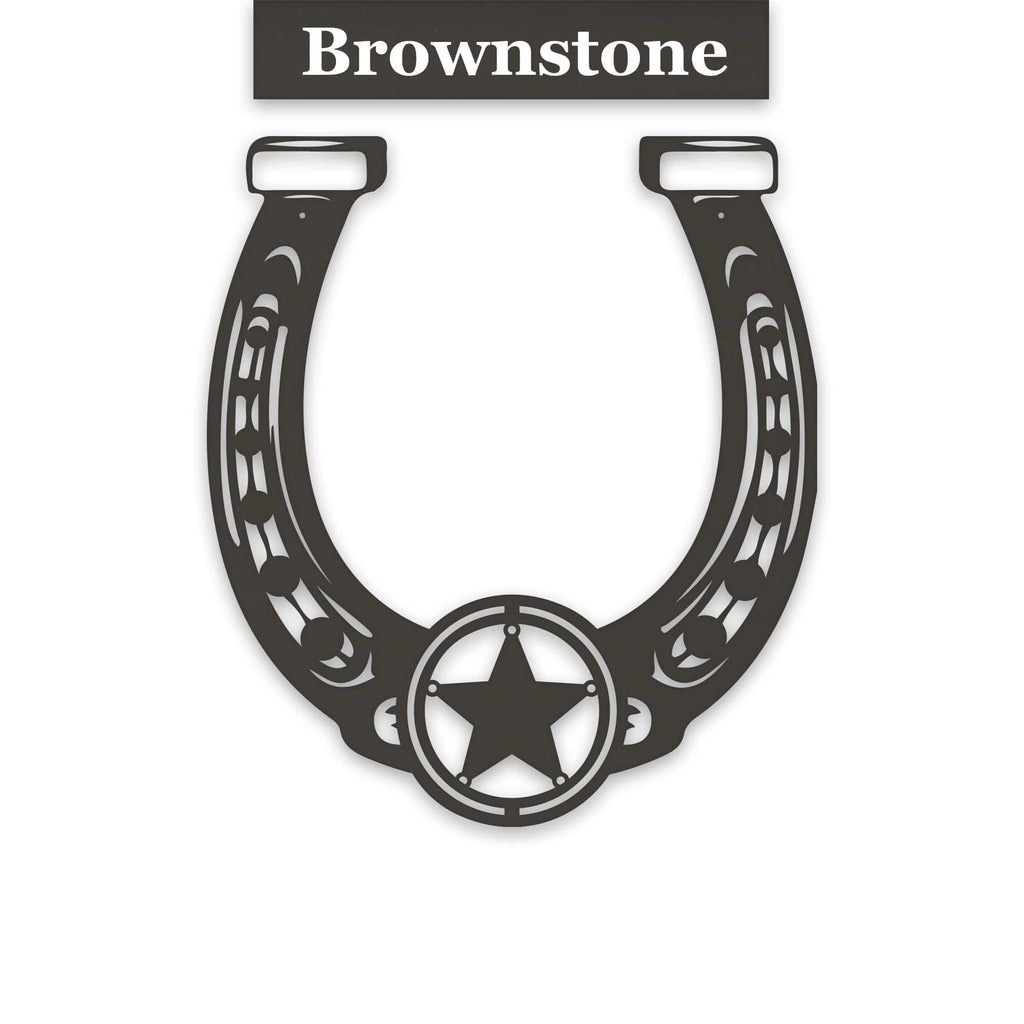 Ornate Lucky Horseshoe with Star Metal Sign