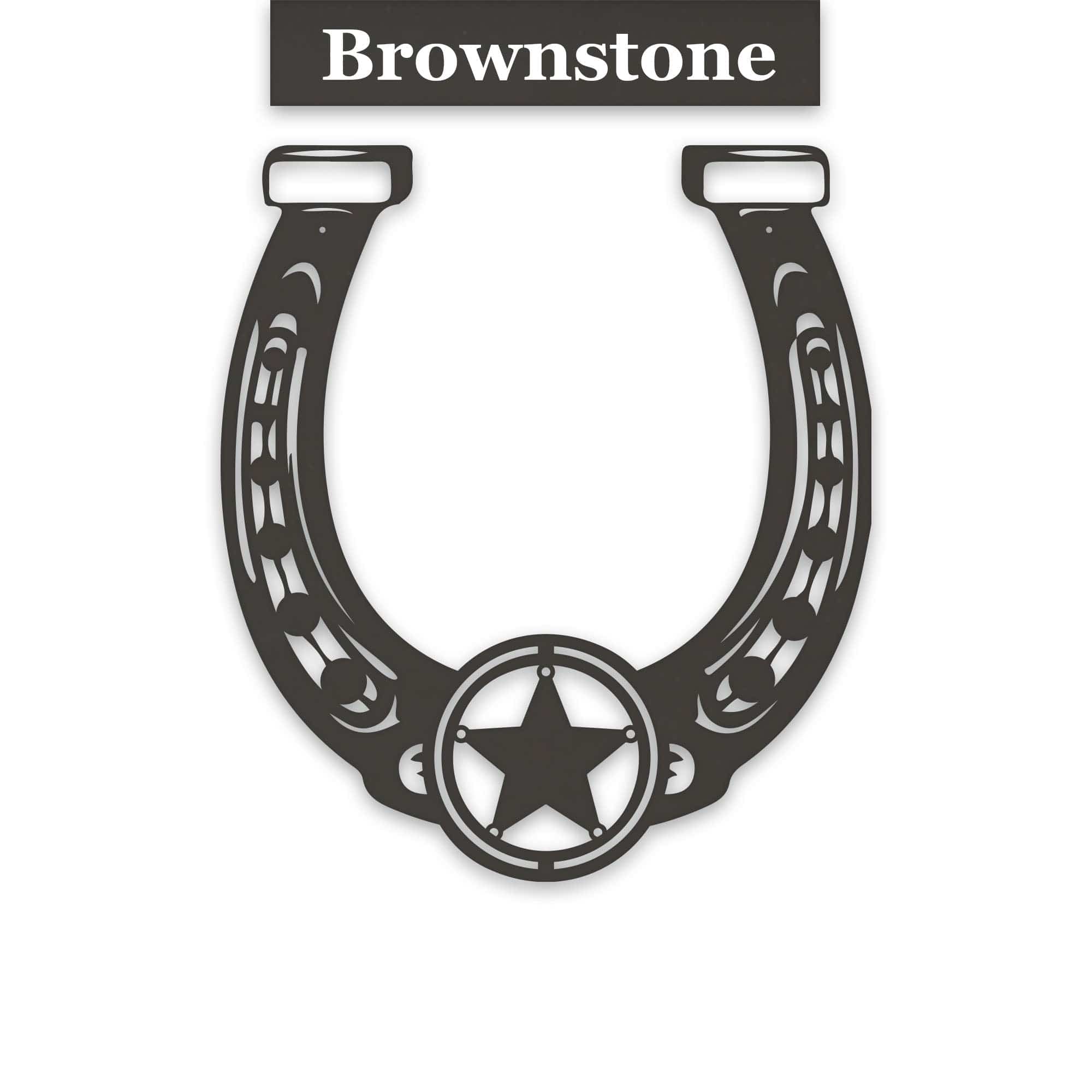 Ornate Lucky Horseshoe with Star Metal Sign