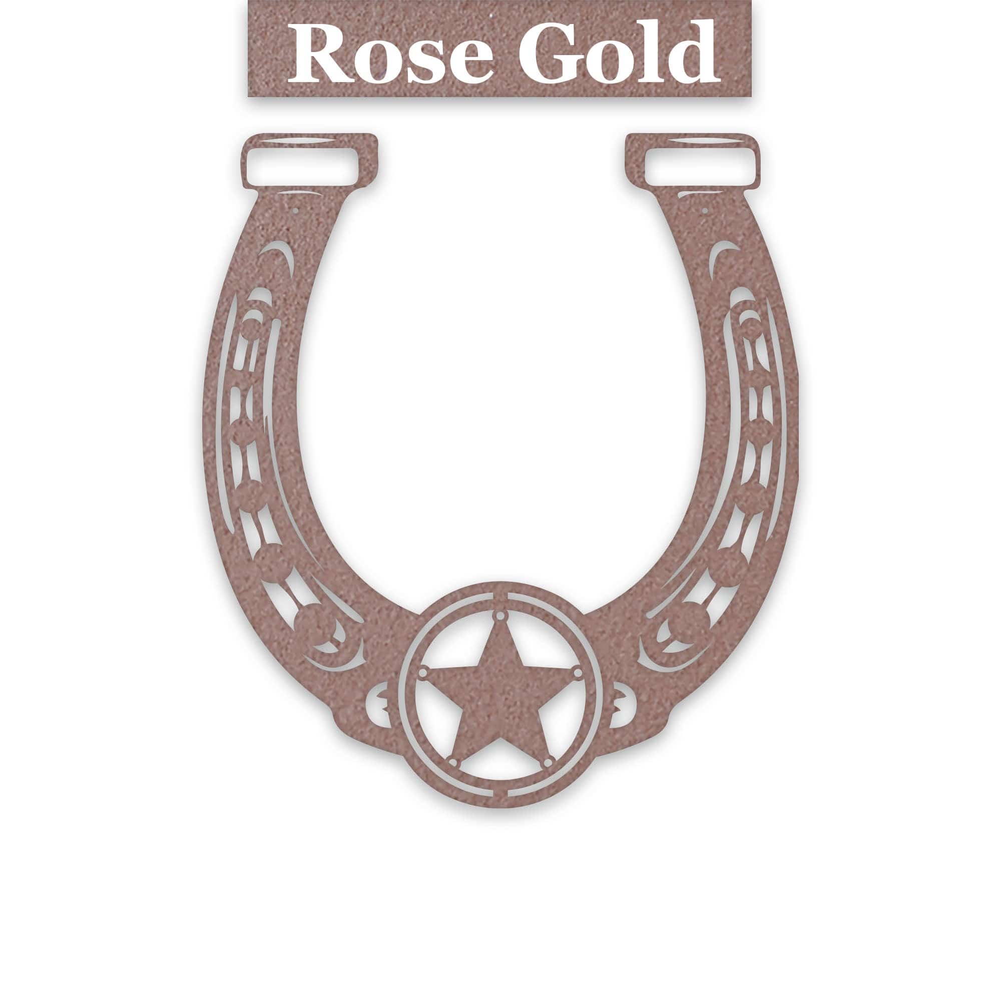 Ornate Lucky Horseshoe with Star Metal Sign