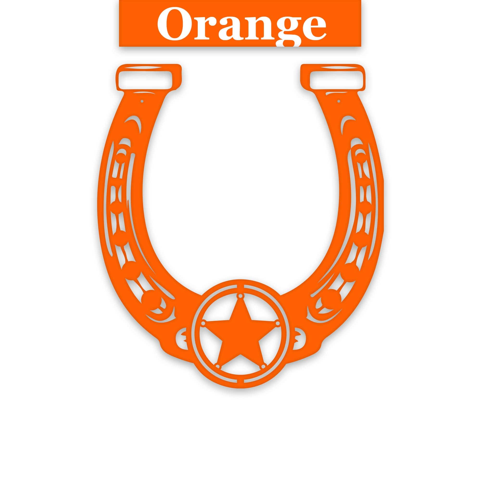 Ornate Lucky Horseshoe with Star Metal Sign