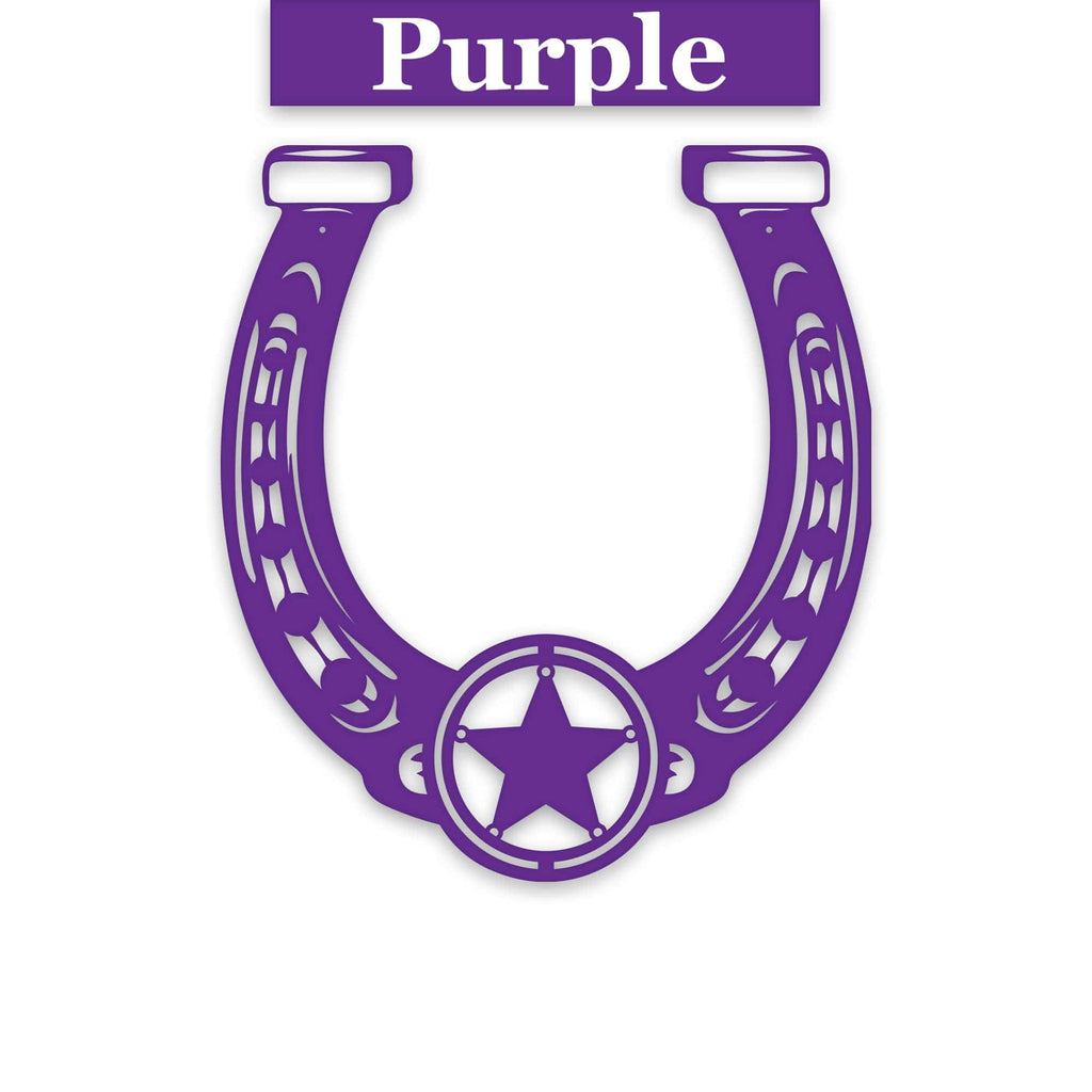 Ornate Lucky Horseshoe with Star Metal Sign