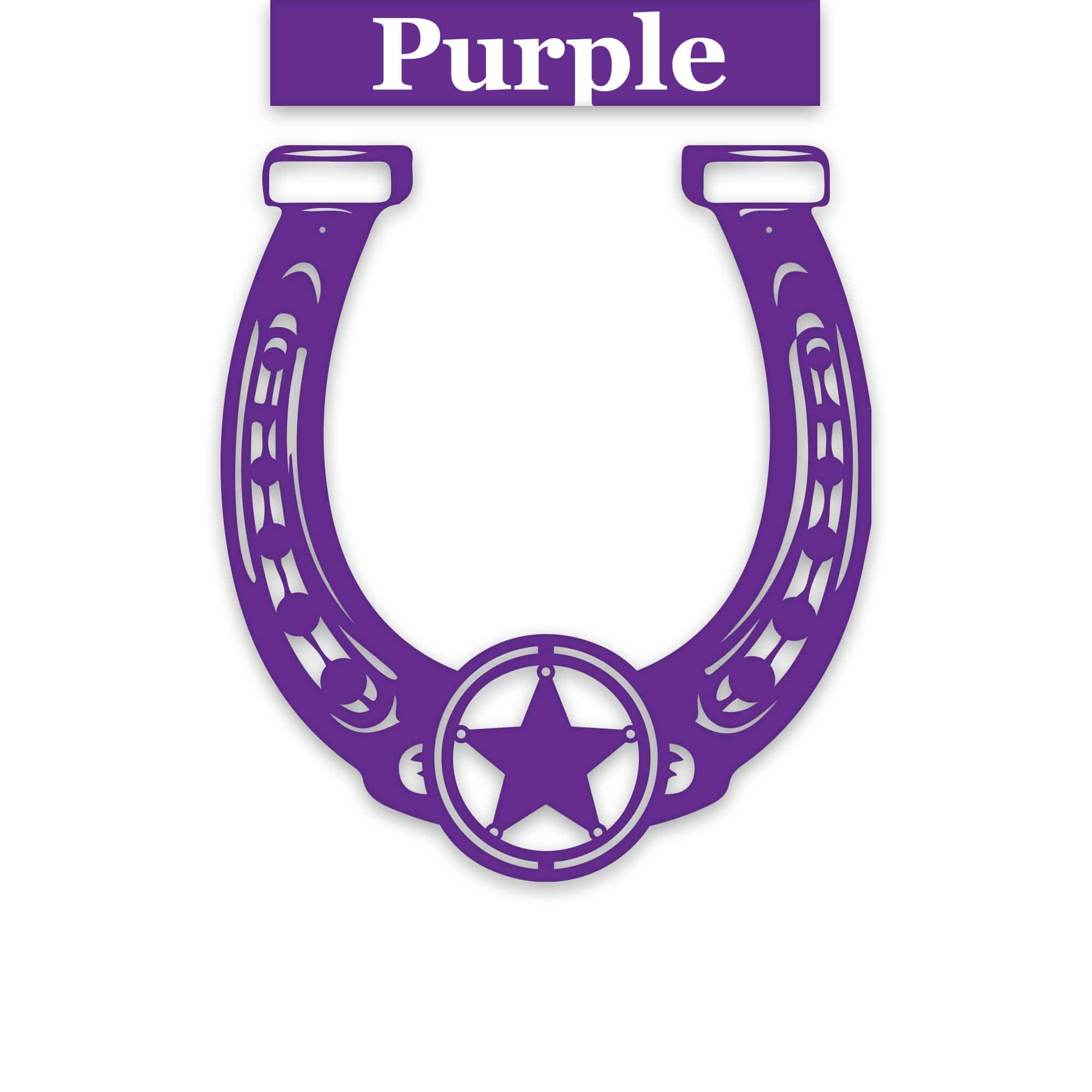 Ornate Lucky Horseshoe with Star Metal Sign