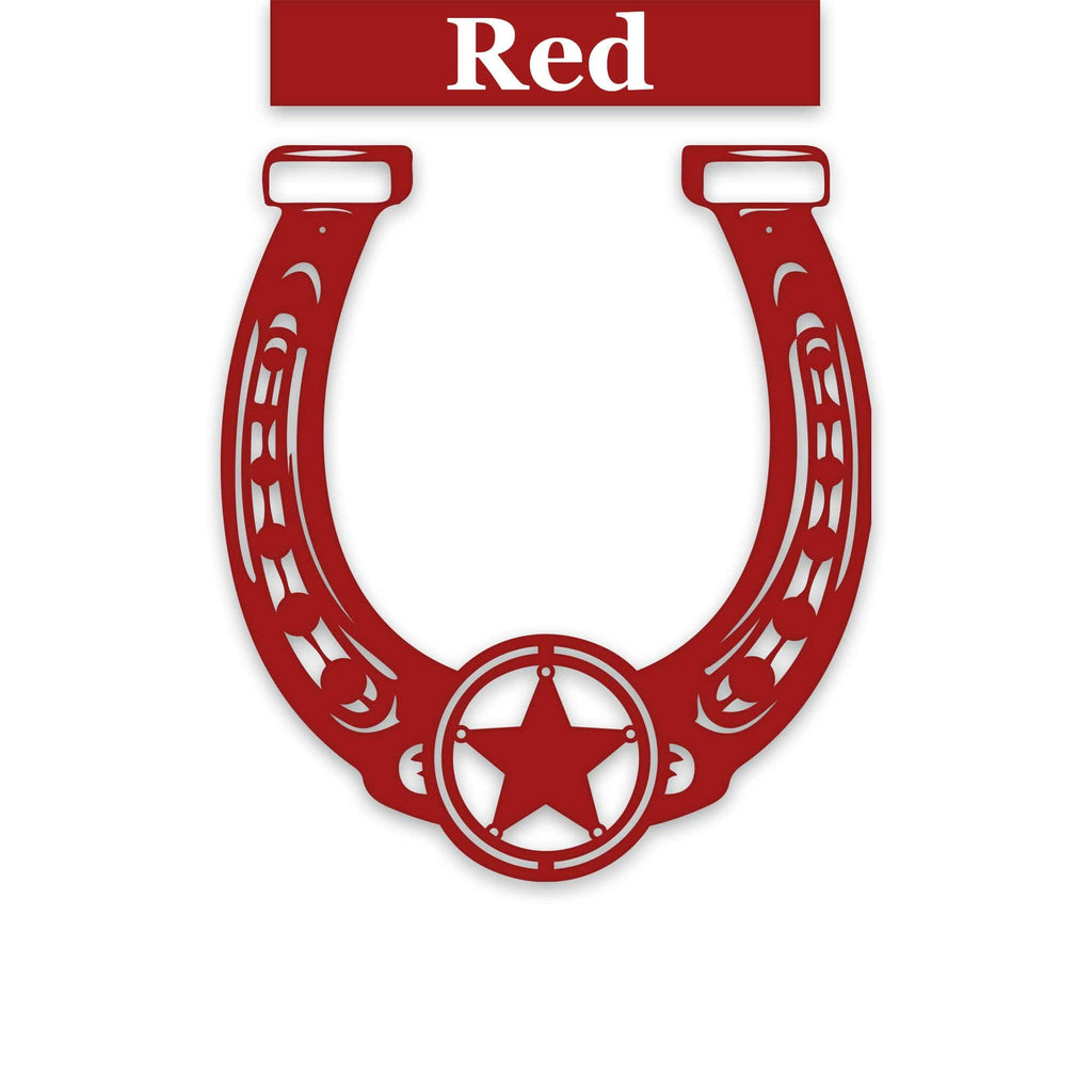 Ornate Lucky Horseshoe with Star Metal Sign