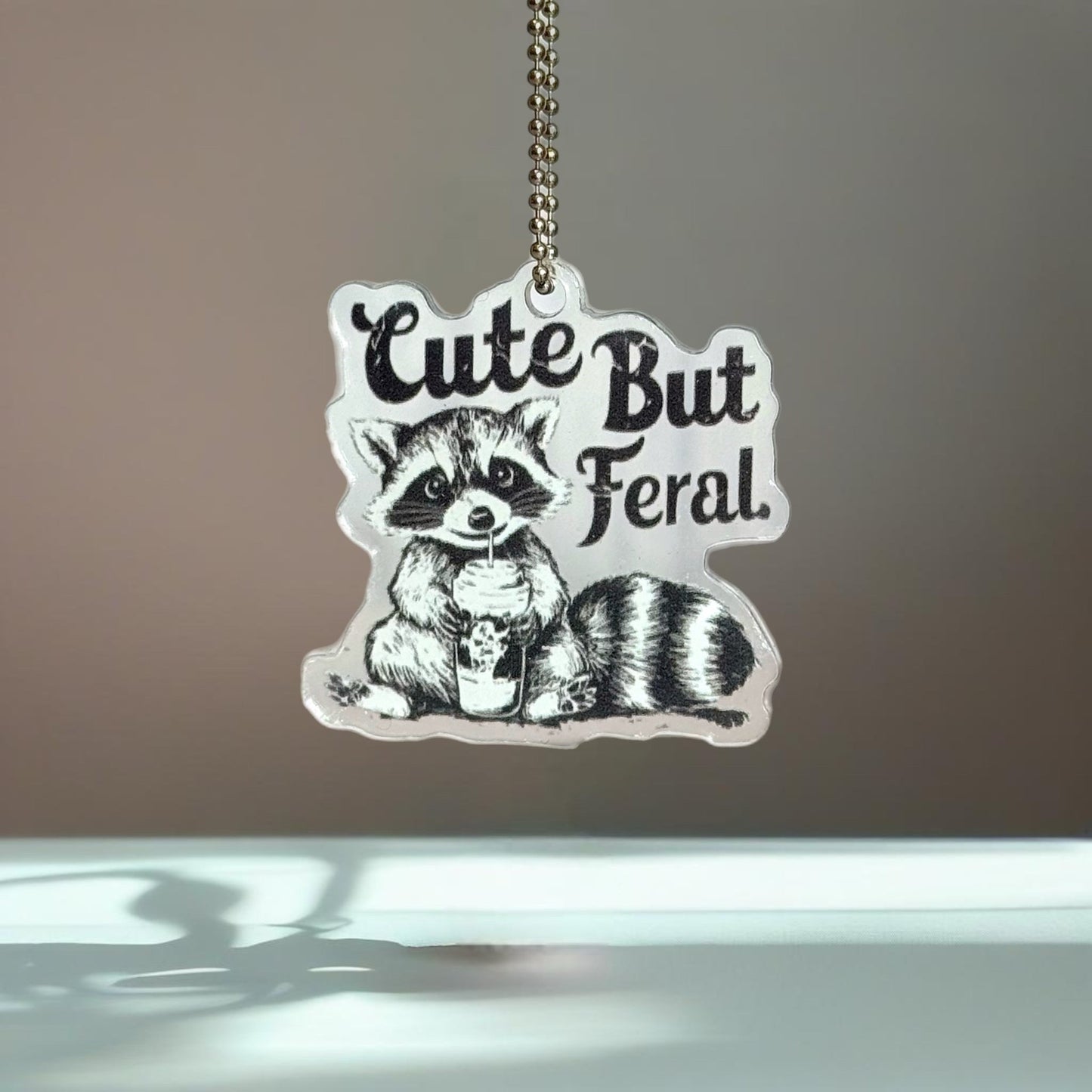 Cute but Feral Raccoon Charm- Tumbler Handle Charm - The Nifty Little Finds - Charm - The Nifty Little Finds