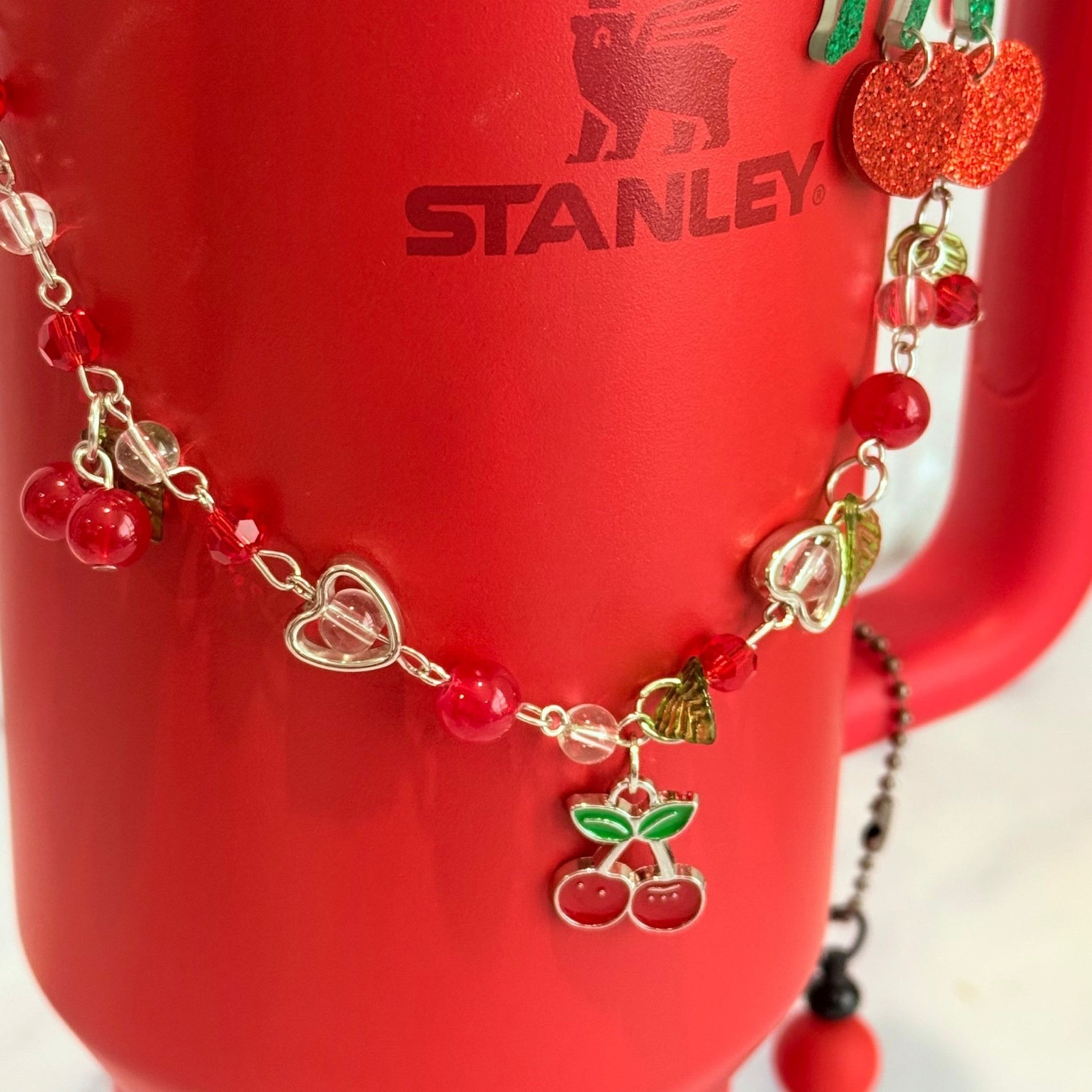 Silver Cherry Deluxe Tumbler Charm Necklace - The Nifty Little Finds - Necklace - The Nifty Little Finds