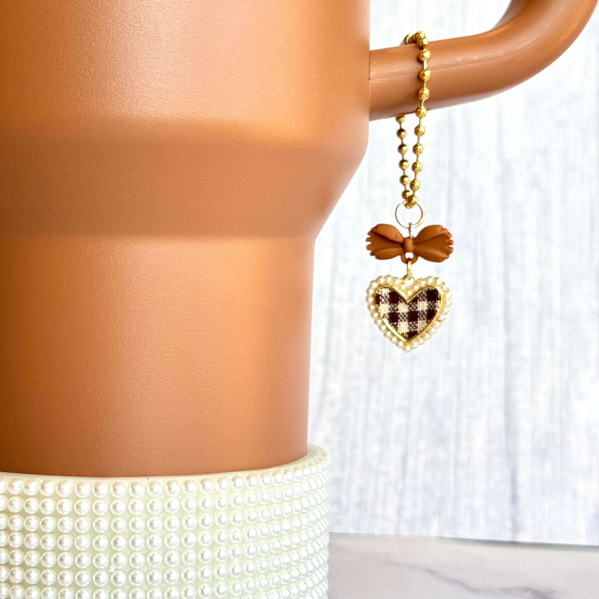 Pearl Heart Plaid - Tumbler Handle Charms - The Nifty Little Finds - Charm - The Nifty Little Finds