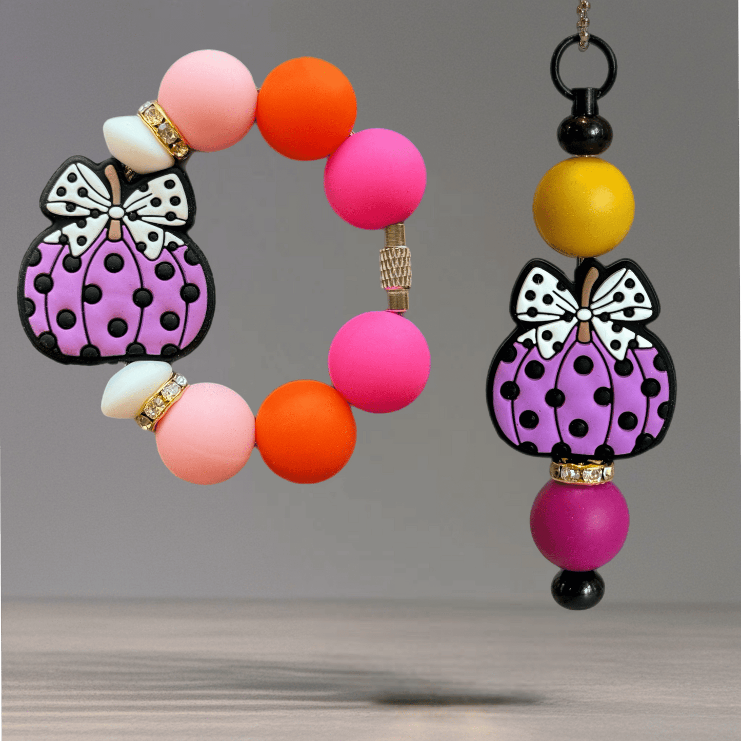 Polka Dot Pumpkin Charm - Tumbler Handle Charm - The Nifty Little Finds - Charm - The Nifty Little Finds