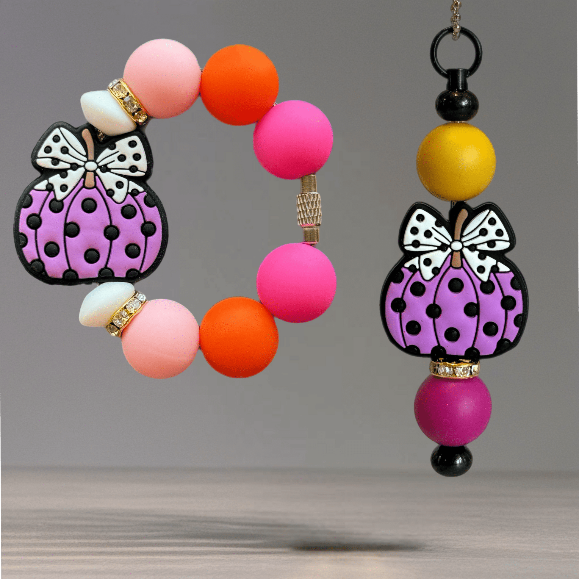 Polka Dot Pumpkin Charm - Tumbler Handle Charm - The Nifty Little Finds - Charm - The Nifty Little Finds