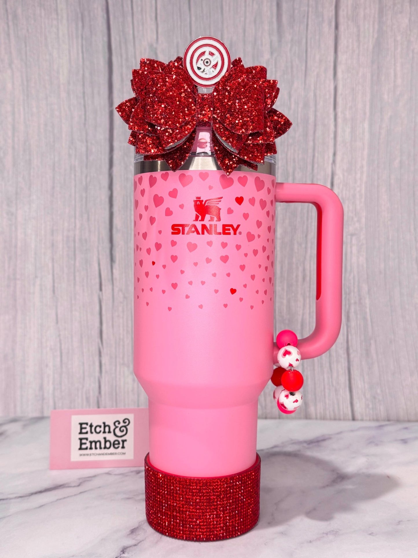 Hearts Pink & Red Handle Bracelet - Tumbler Handle Charm - The Nifty Little Finds - Charm - The Nifty Little Finds