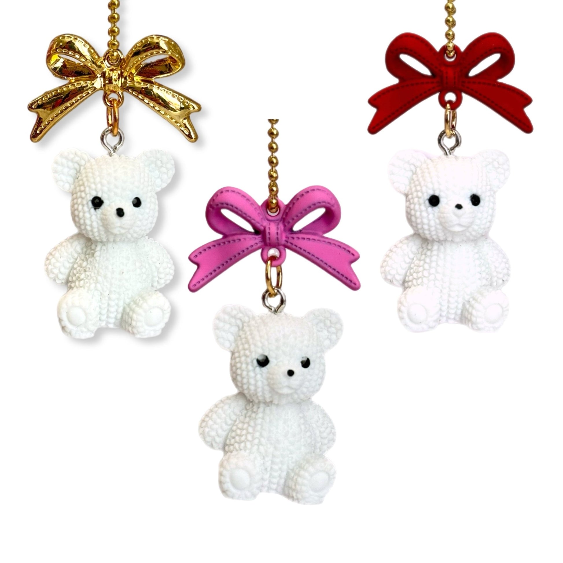 Coquette White Teddy Bear Charm - Tumbler Handle Charm - The Nifty Little Finds - Charm - The Nifty Little Finds