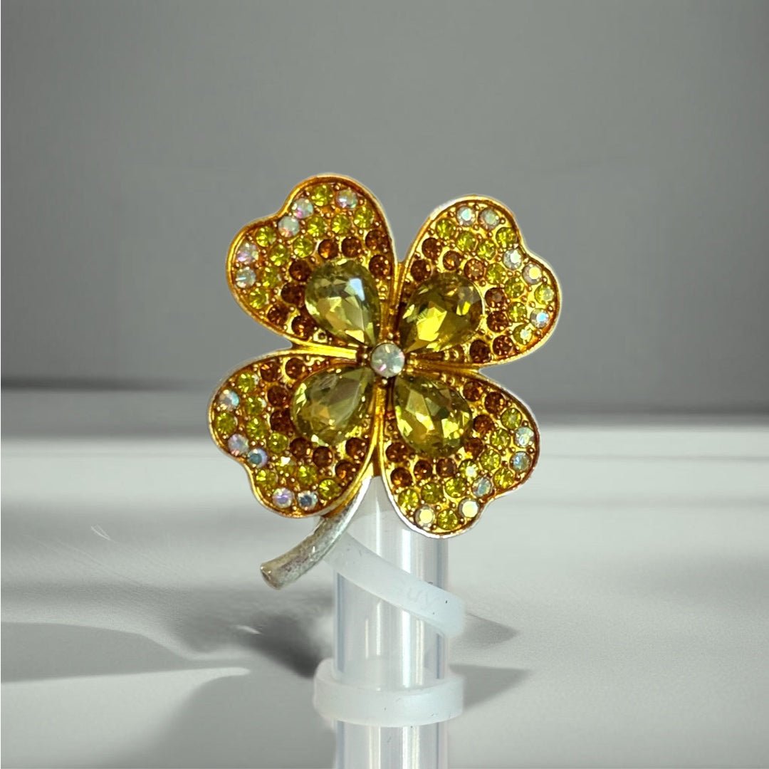 Yellow Bling Clover Straw Topper - The Nifty Little Finds - Deluxe Straw Topper - The Nifty Little Finds