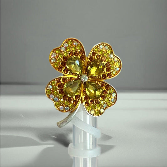 Yellow Bling Clover Straw Topper - The Nifty Little Finds - Deluxe Straw Topper - The Nifty Little Finds