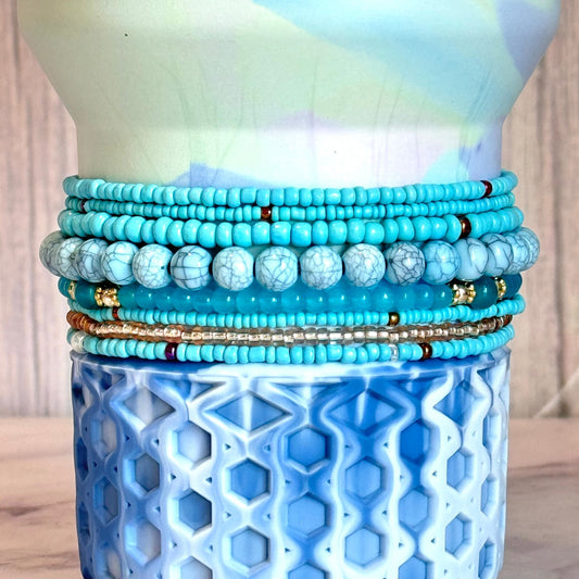 Turquoise Tumbler Bracelet Stack -fits 30-40oz - The Nifty Little Finds - Bracelet - The Nifty Little Finds