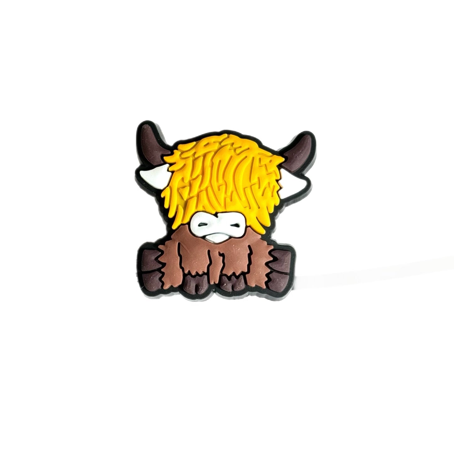 Highland Cow Straw Topper black white - The Nifty Little Finds - The Nifty Little Finds