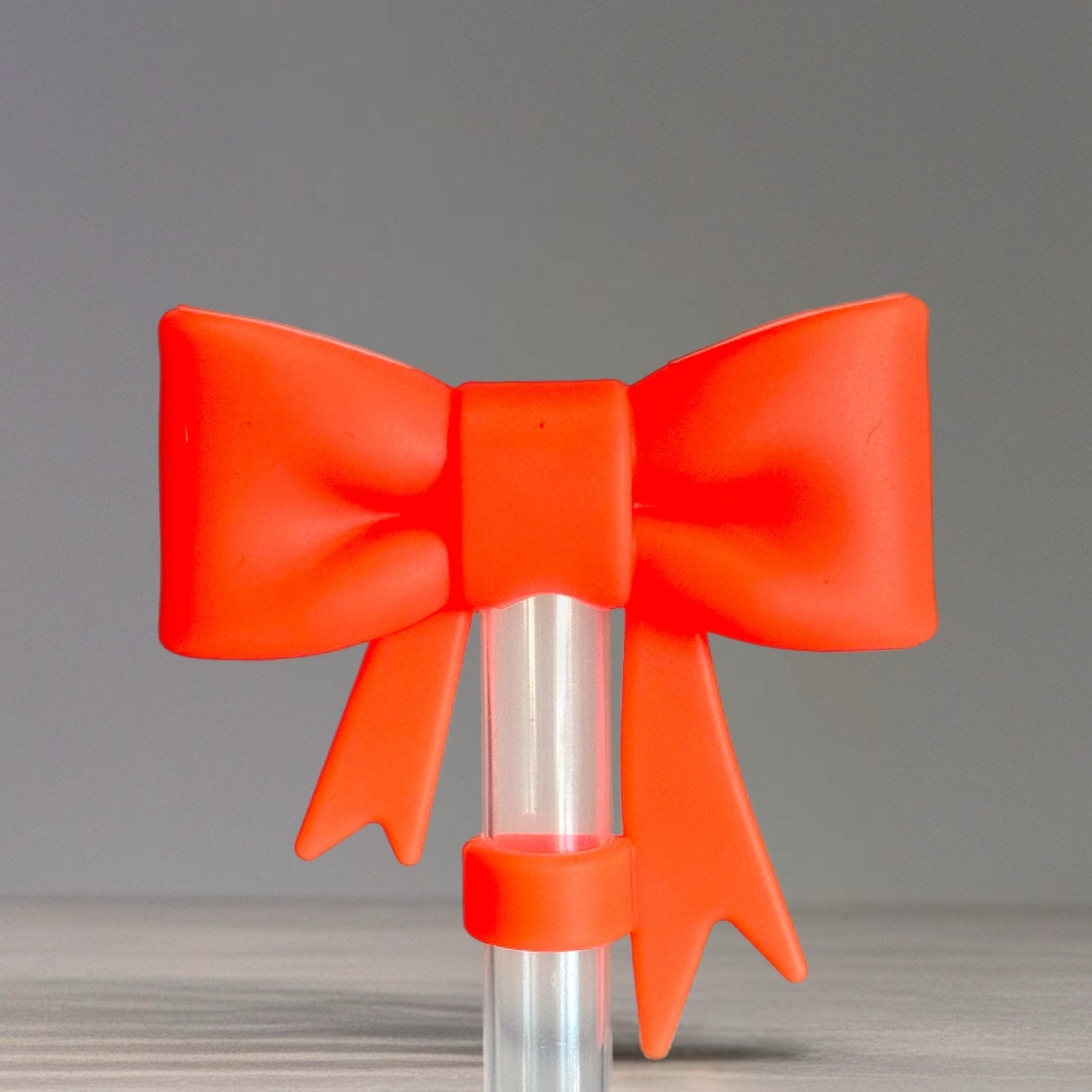 Neon Orange 3D Bow Straw Topper - The Nifty Little Finds - 3D Bow Straw Topper - The Nifty Little Finds