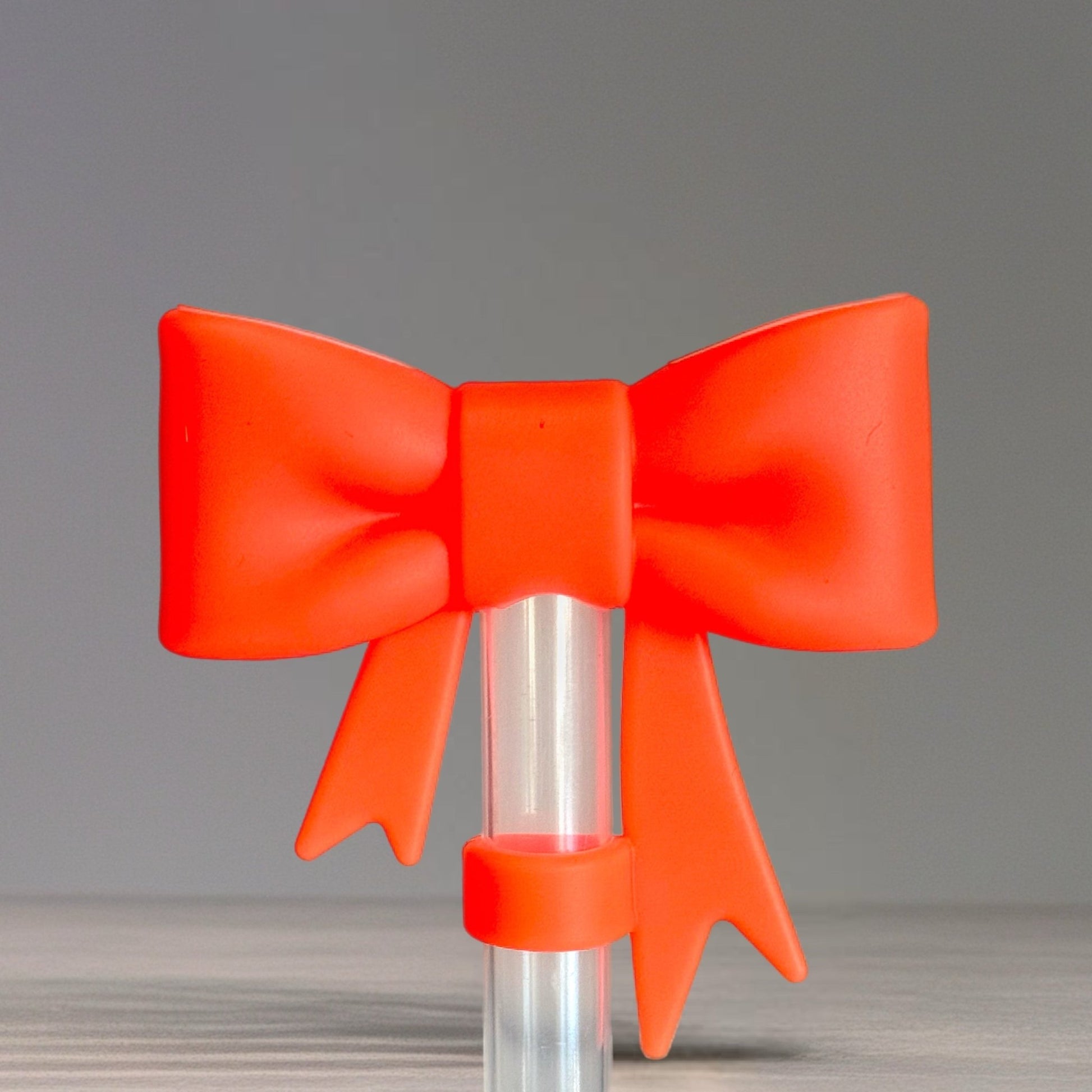 Neon Orange 3D Bow Straw Topper - The Nifty Little Finds - 3D Bow Straw Topper - The Nifty Little Finds