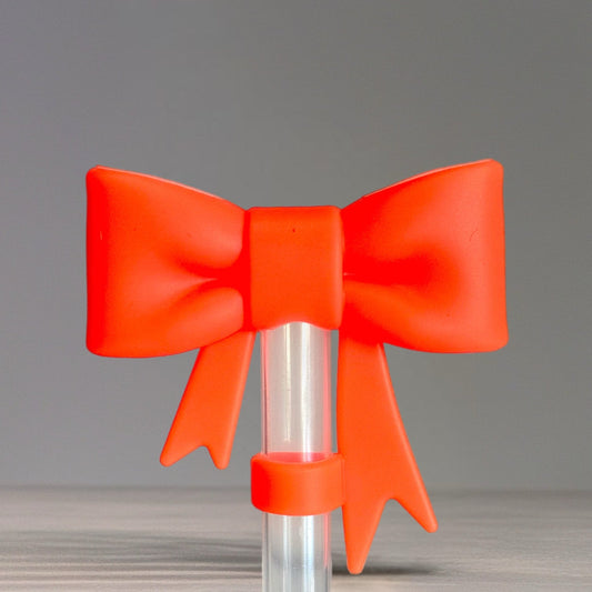 Neon Orange 3D Bow Straw Topper - The Nifty Little Finds - 3D Bow Straw Topper - The Nifty Little Finds