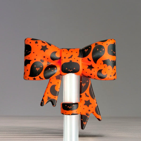 Orange Halloween 3D Bow Straw Topper - The Nifty Little Finds - 3D Bow Straw Topper - The Nifty Little Finds