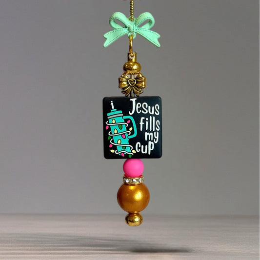Jesus Fills My Cup Bar Charm - Tumbler Handle Charm - The Nifty Little Finds - Charm - The Nifty Little Finds