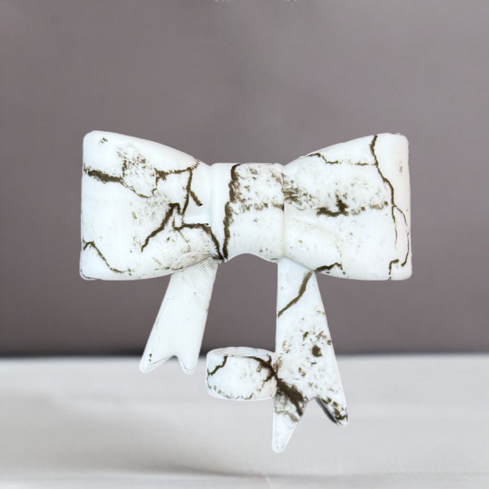 White Marble 3D Bow Straw Topper - The Nifty Little Finds - 3D Bow Straw Topper - The Nifty Little Finds