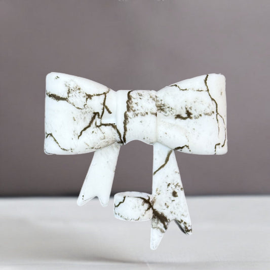 White Marble 3D Bow Straw Topper - The Nifty Little Finds - 3D Bow Straw Topper - The Nifty Little Finds