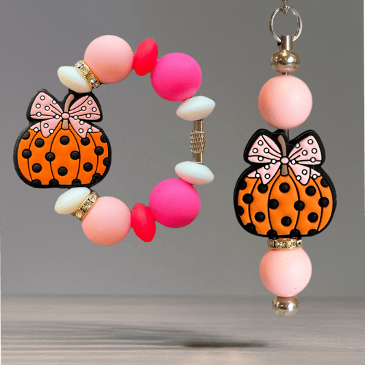 Pink Polka Dot Pumpkin Charm - Tumbler Handle Charm - The Nifty Little Finds - Charm - The Nifty Little Finds