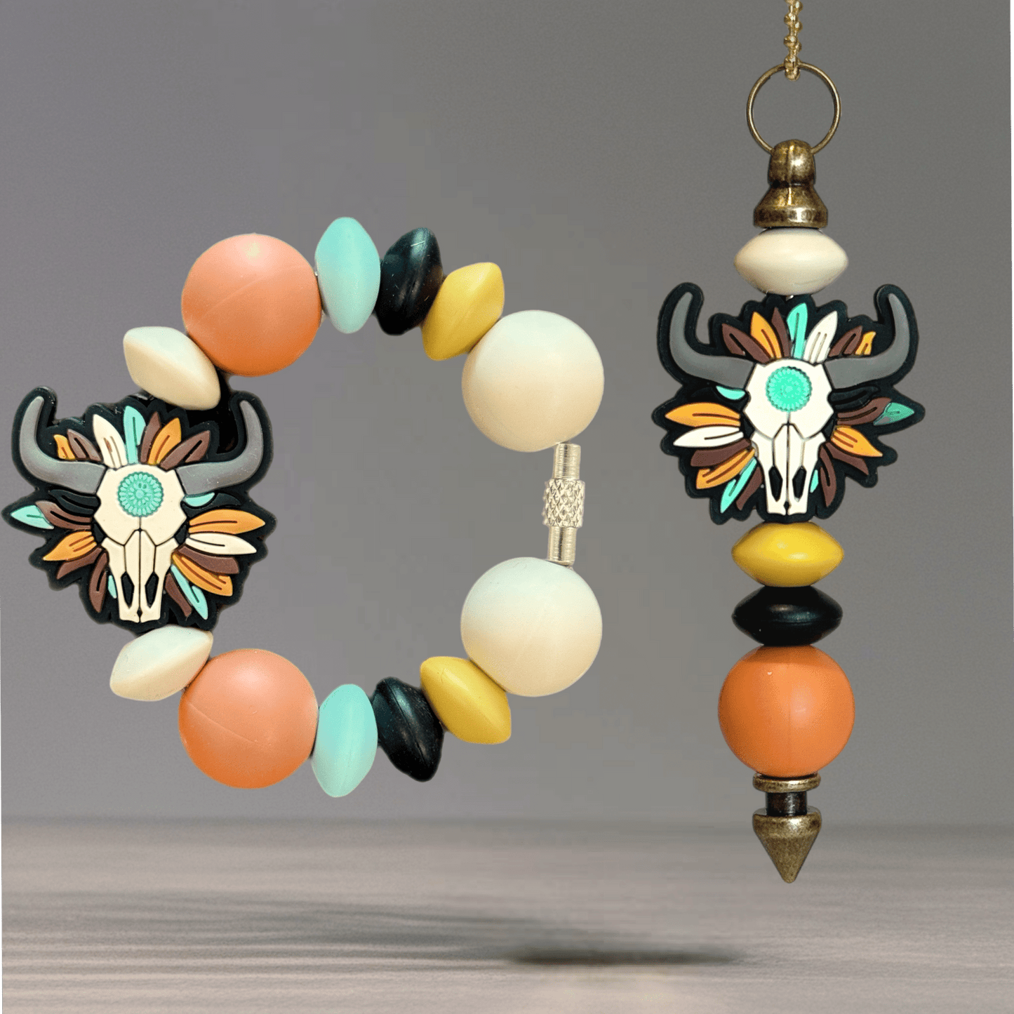 Feathered Skull Handle Bracelet - Tumbler Handle Charm - The Nifty Little Finds - Charm - The Nifty Little Finds