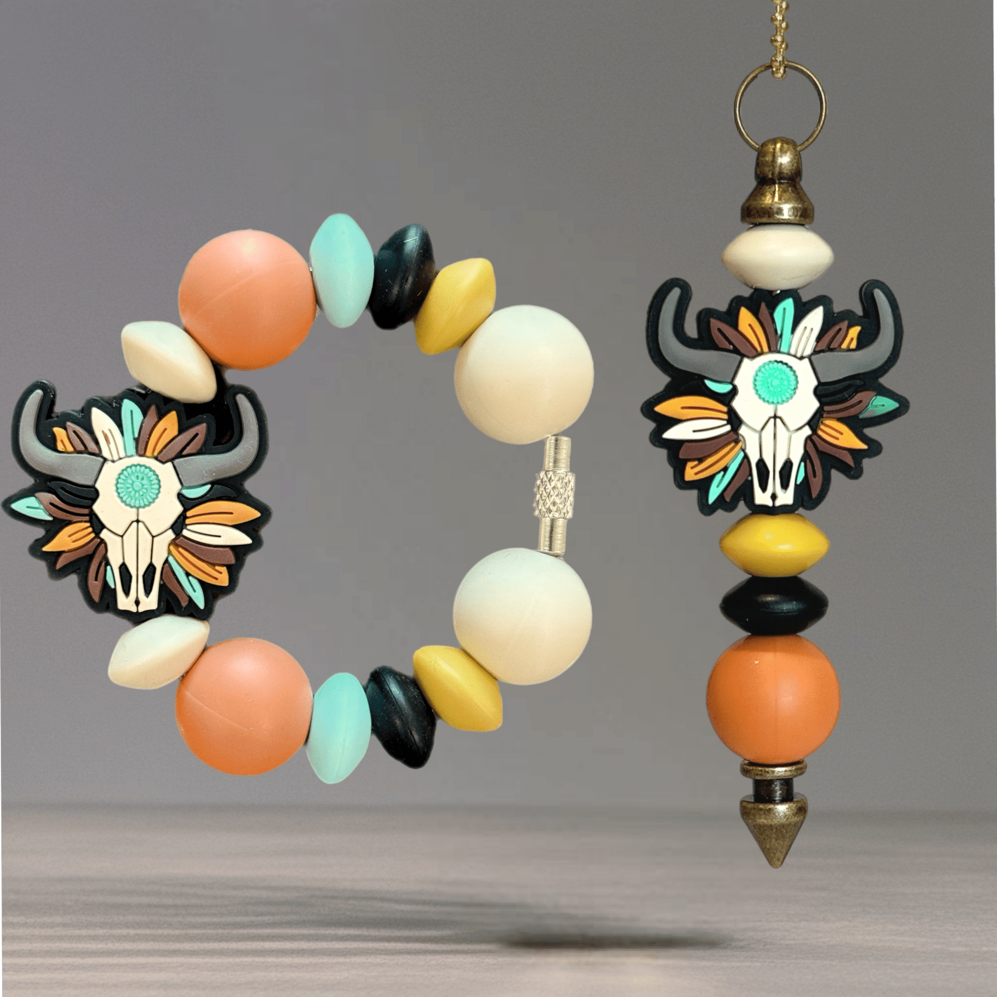 Feathered Skull Handle Bracelet - Tumbler Handle Charm - The Nifty Little Finds - Charm - The Nifty Little Finds
