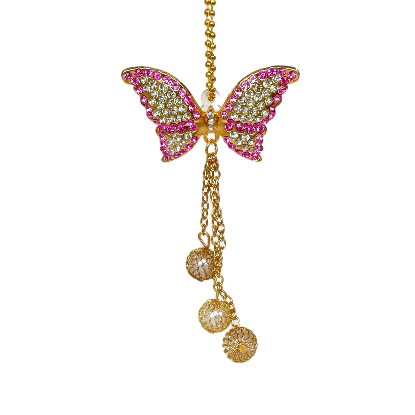 Pink Butterfly & Pearls Charm - Tumbler Handle Charm - The Nifty Little Finds - Charm - The Nifty Little Finds